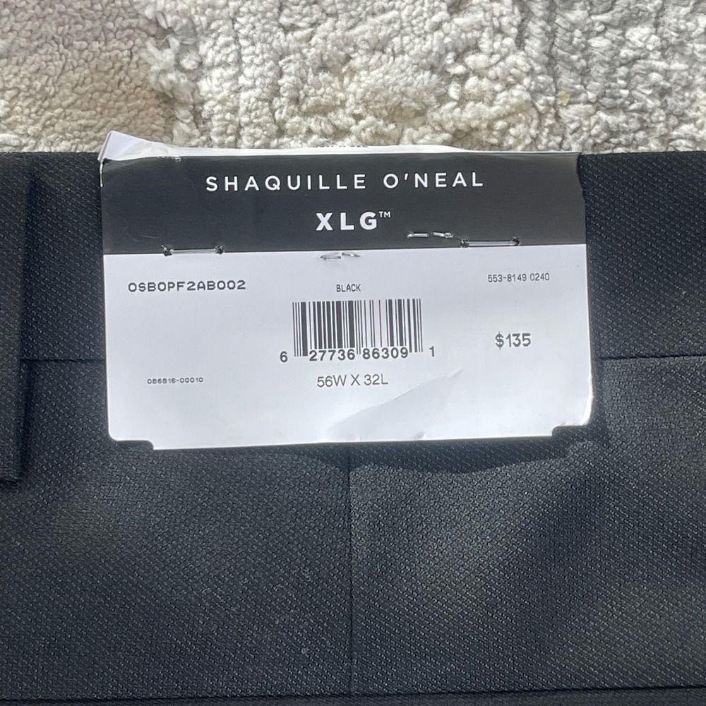 NEW Shaquille O'Neal XLG Mens Big & Tall Stretch Dress Pants Black 56W x 32L - Picture 7 of 11